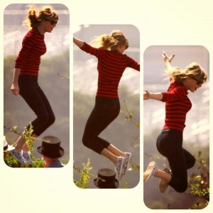 Taylor Swift on her trampoline