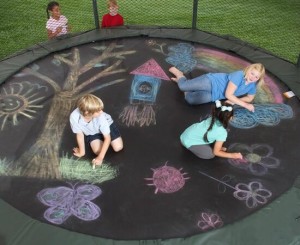 Using chalks on a trampoline can be fun